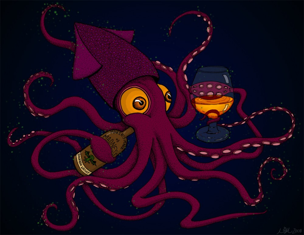 purple octopus fuzzy drunk squid